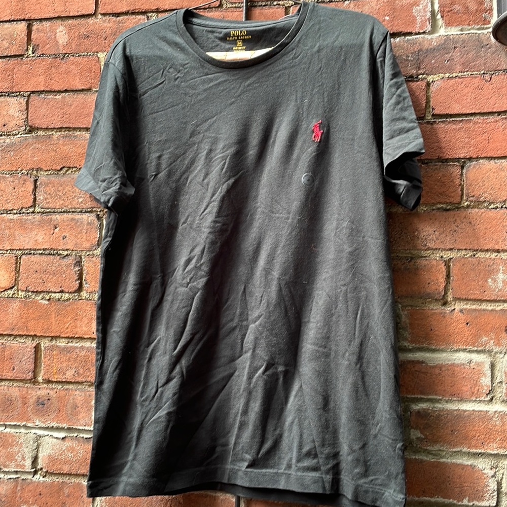 NWT Polo by Ralph Lauren Tee Shirt Black Red Logo Medium